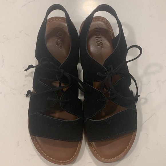Toms Black Suede Calipso Sandal - Picture 1 of 7